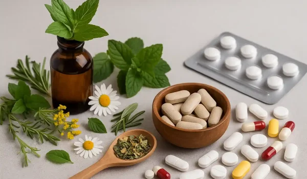 عکس داروهای شیمیایی در کنار داروهای گیاهی